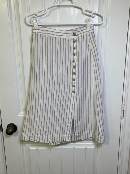 Madewell Dresses & Skirts - Madewell Linen-Blend Pinstripe Button-Front A-Line Midi Skirt Size 2